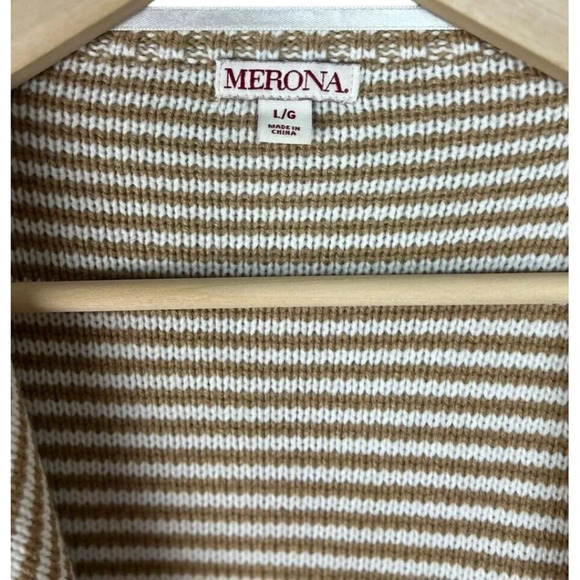 Merona Target Yellow & White Stripe Cascading Open Cardigan Size Large Acrylic - Picture 5 of 8
